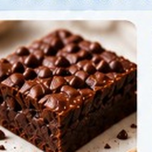 Wheat brownie topped with chocolate chips